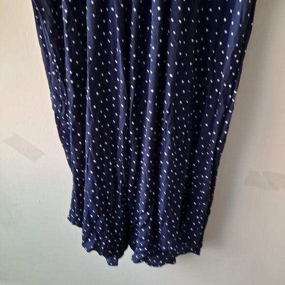 NWT Ellos Tie Front A-Line Maxi Dress Navy Blue White Polka Dot Womens Size 32 - Picture 9 of 15